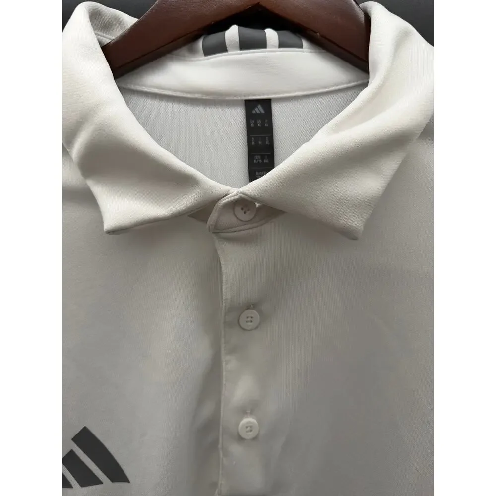 NWT Adidas Polo Shirt Mens XL White Performance College Baseball Hall of Fame